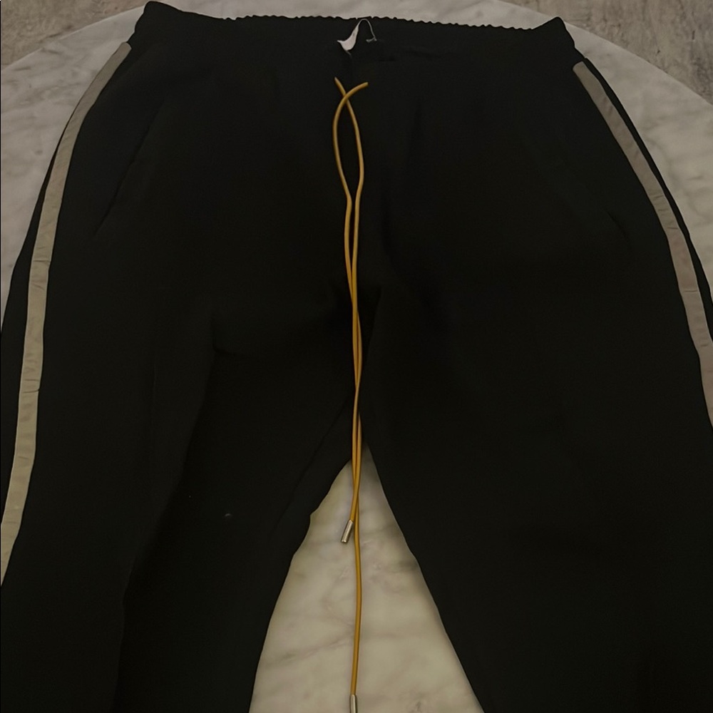 Rhude Black and Yellow Joggers with Elastic Waistband